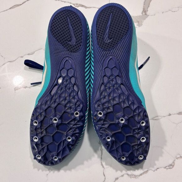 Nike | Women's Zoom Rival Track Racing Cleats Athletic Shoes Blue/Green - Picture 8 of 9